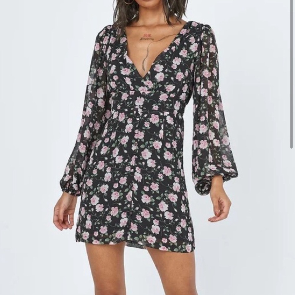 Princess Polly Long Sleeve V Neck Dress